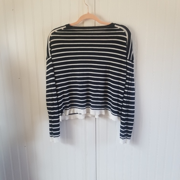 Zara Knit Striped Black and White Long Sleeve Top - Picture 4 of 6